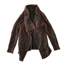 Prana Brown Knit Cardigan Medium Open Front Cozy Boho Fall Winter Loungewear