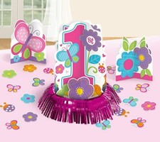Amscan 1st Birthday Plastic Table Cover - Flowers & Butterflies Theme For Girls