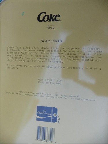 Vintage Enjoy Coca-Cola Serving Tray "Dear Santa Please Pause Here, Jimmy" 1989 - Picture 3 of 3