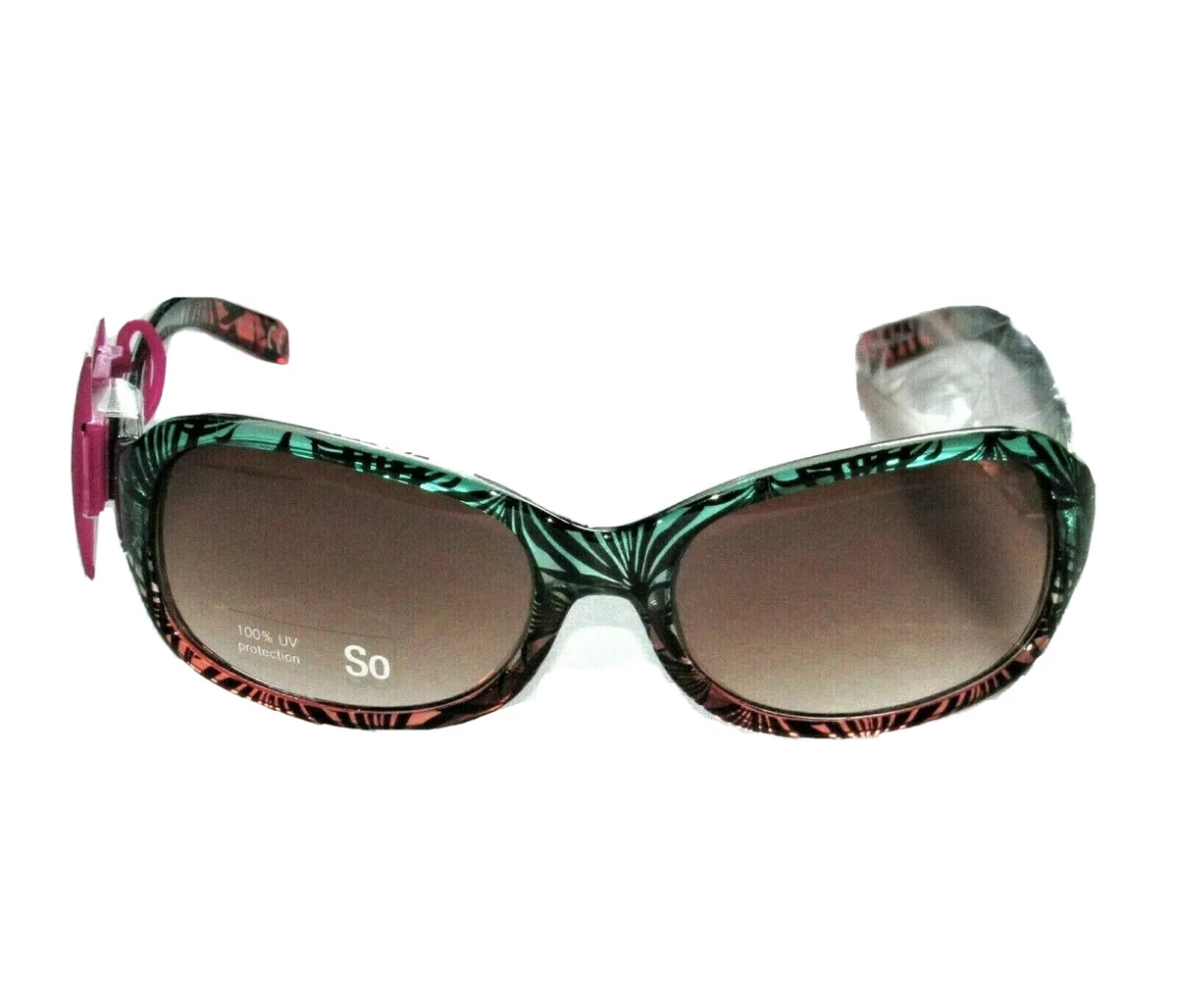 Sunglasses Rectangle UVB Ladies NEW Tropical Palm Print SO Kohls UV Sun Glasses