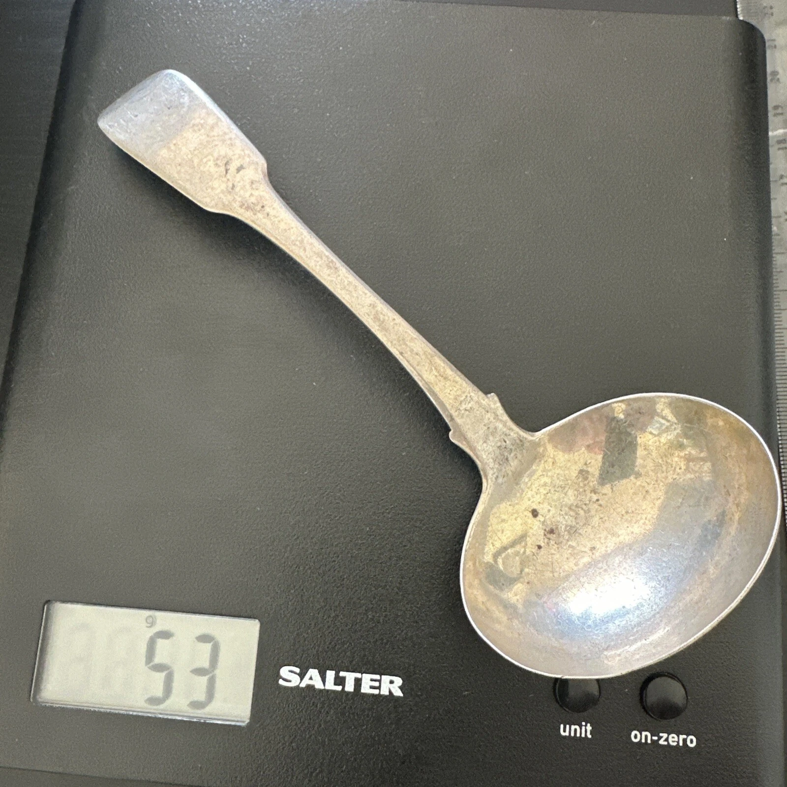 ANTIQUE SOLID SILVER SAUCE LADLE. LONDON 1815