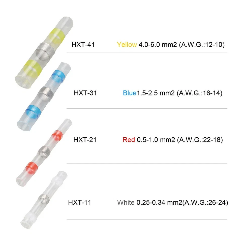 500/50x Waterproof Heat Shrink Solder Seal Sleeve Butt Terminals Wire Connectors - Image 4 of 4
