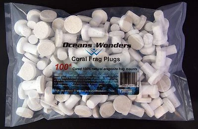 OCEANS WONDERS 100 CURED REEF PLUGS FOR LIVE CORAL FRAG PROPAGATION great for sps lps zoo zoa