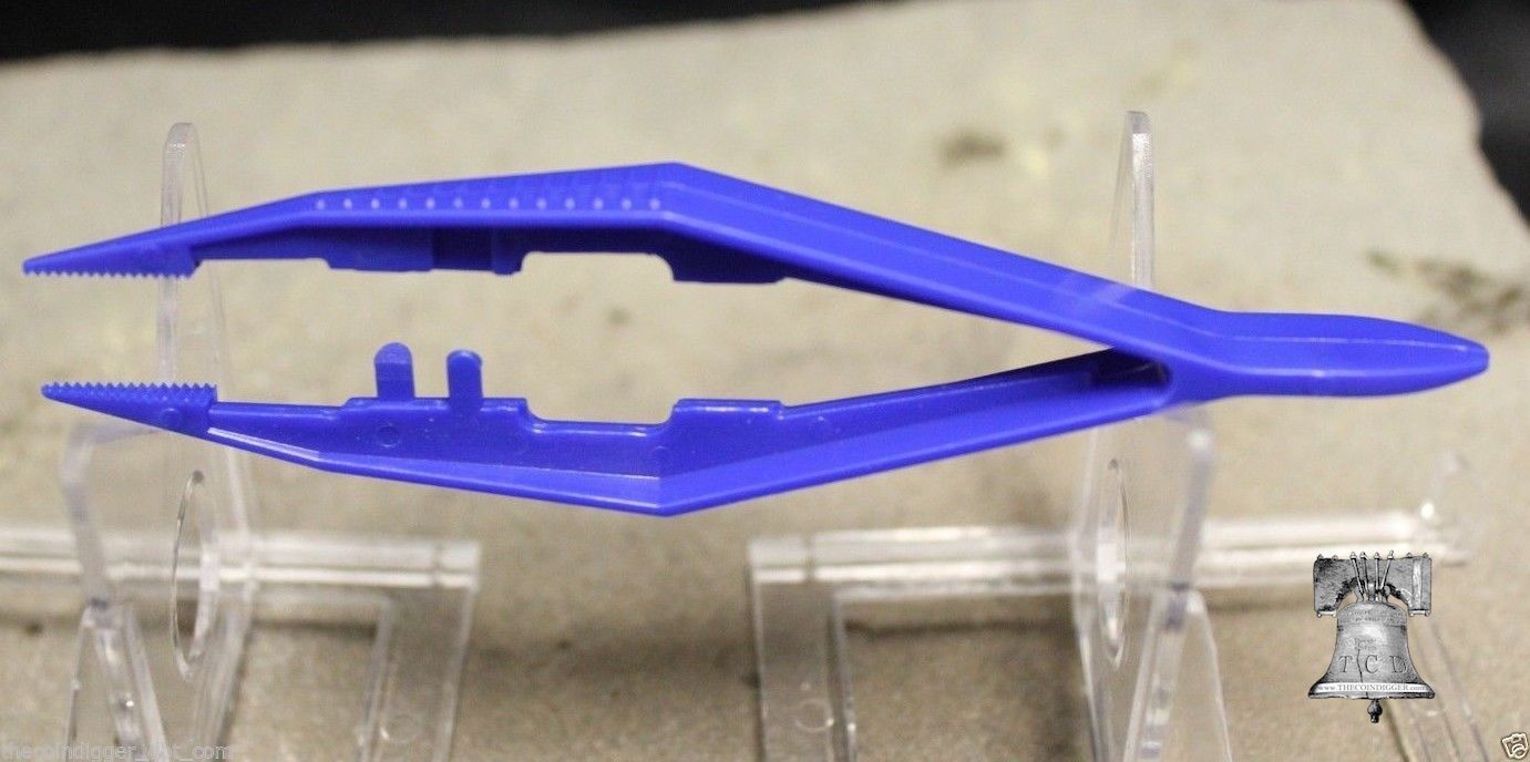 100 Plastic Tweezers Stamp Currency Silver Gold 5" Coin Tong Tweezer