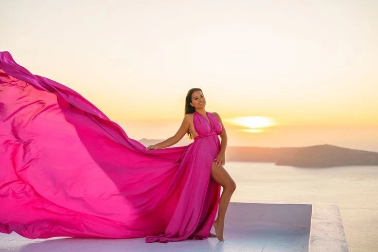 ANTIGUO VESTIDO VOLADOR AMARILLO PARA SESIÓN DE FOTOS VESTIDO DE BAILE SANTORINI PARA MUJER O NIÑA Foto 4 de 4