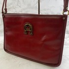 Etienne Aigner Shoulder Bag Purse Leather in Red USED Good Condition From Japan!