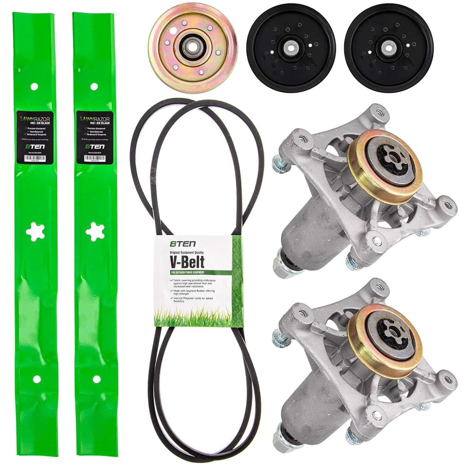 8TEN Deck Rebuild Kit for Yard Tractors with Blade Spindle Belt Idler