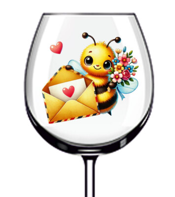 12x bunte Valentinstag Honigbiene Vinyl Aufkleber Abziehbild Becher Weinglas