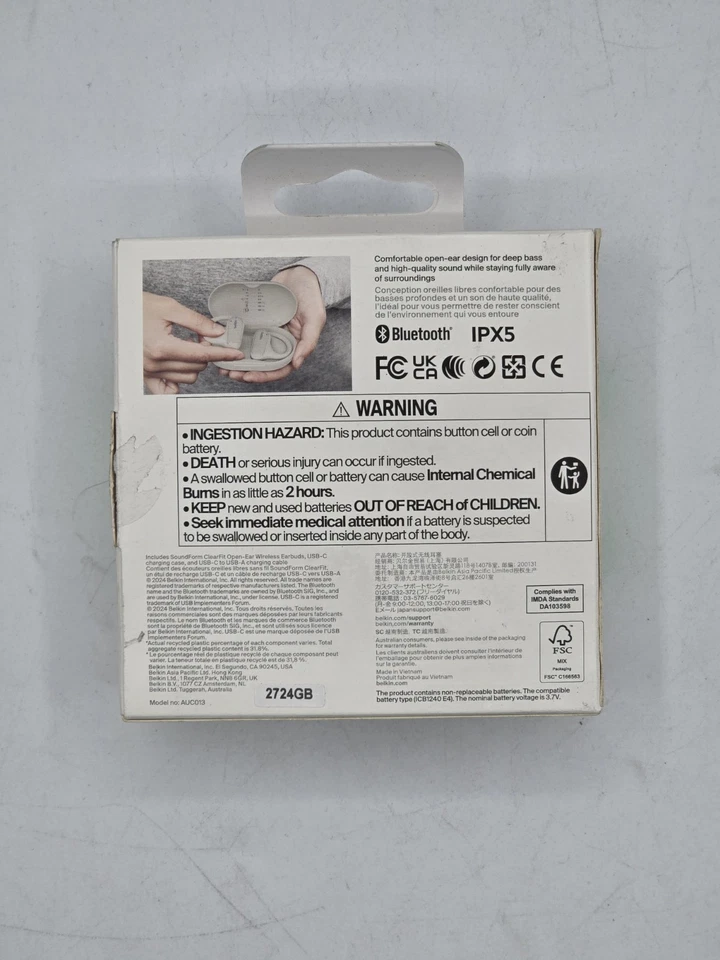 Belkin SoundForm AUC013btSA Clearfit Open Ear - Sand - Bluetooth Ear Buds - Image 4 of 4