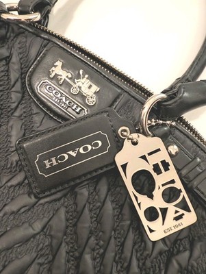 Coach Black Quilted Chevron Nylon Leather Handbag 70th Anniversary