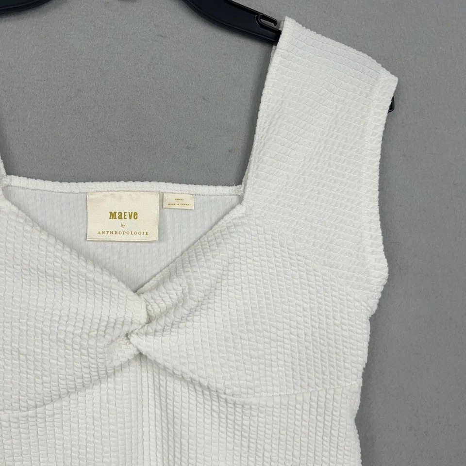 Camisa Maeve by Anthropologie para mujer pequeña blanca tejida gofre torcida frontal Foto 3 de 4