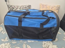 Pet Travel Carrier. Cat- Small Dog Blue. Shoulder Strap Multi Openings