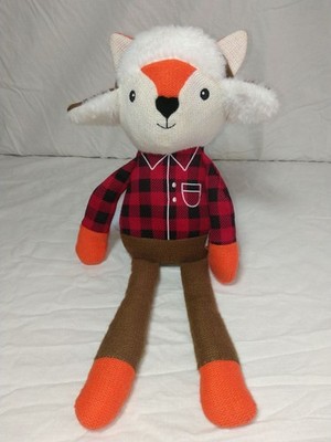 Spark Create Imagine Red Plaid Fox Rattle with Crinkle Ears Plush 16''