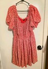 Torrid Plus Size 2 2X 2XL Red And White Floral Crinkle Gauze Puff Sleeve Romper — photo 1