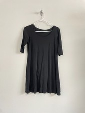 Eileen Fisher Dress Women S Black Silk Mini A Line Classic Office Lagenlook Tuni