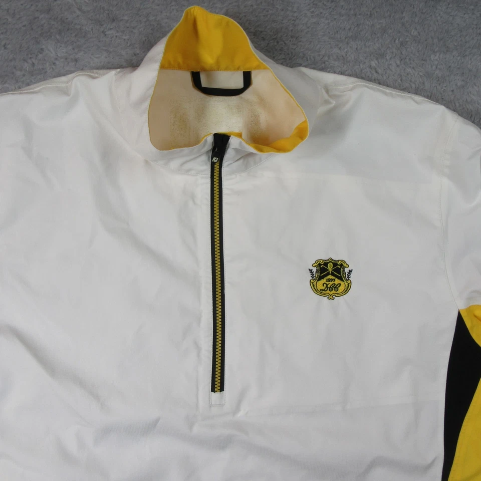 FootJoy Chaqueta de Lluvia Para Hombre Mediana Hidrolita Blanca Amarilla 1/2 Cremallera Manga Corta Foto 2 de 4