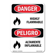 Altamente Inflamable ANSI Danger Sign Metal Plastic Decal