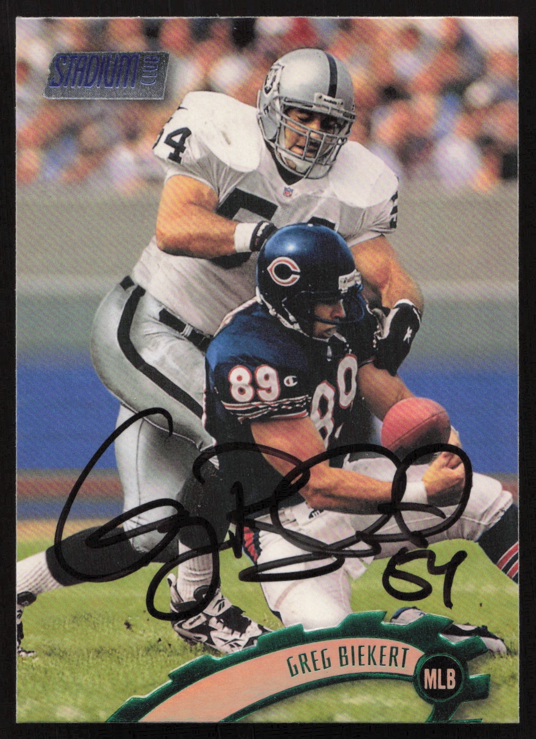 Greg Biekert Autographed 1997 Stadium Club Card #166 Oakland Raiders