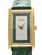 【Near MINT】 Vintage GUCCI 2600L 19mm Green Gold Quartz Women's Watch From JAPAN