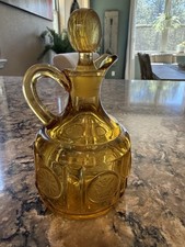 Fostoria Amber Coin Glass Cruet with Original Stopper