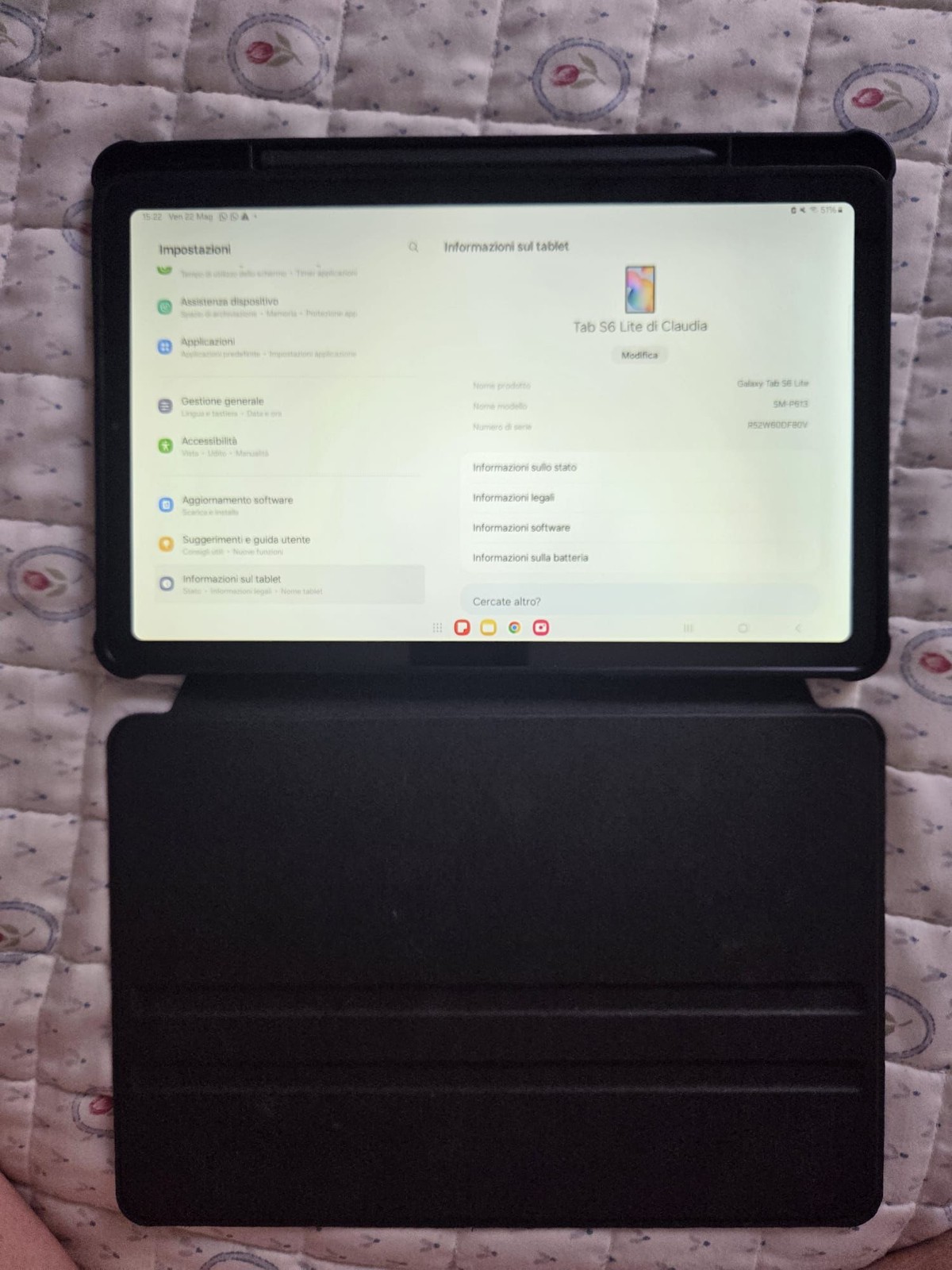 Samsung Galaxy Tab S6 Lite SM-P610 64GB 10,4" Grigio Usato Ottime Condizioni