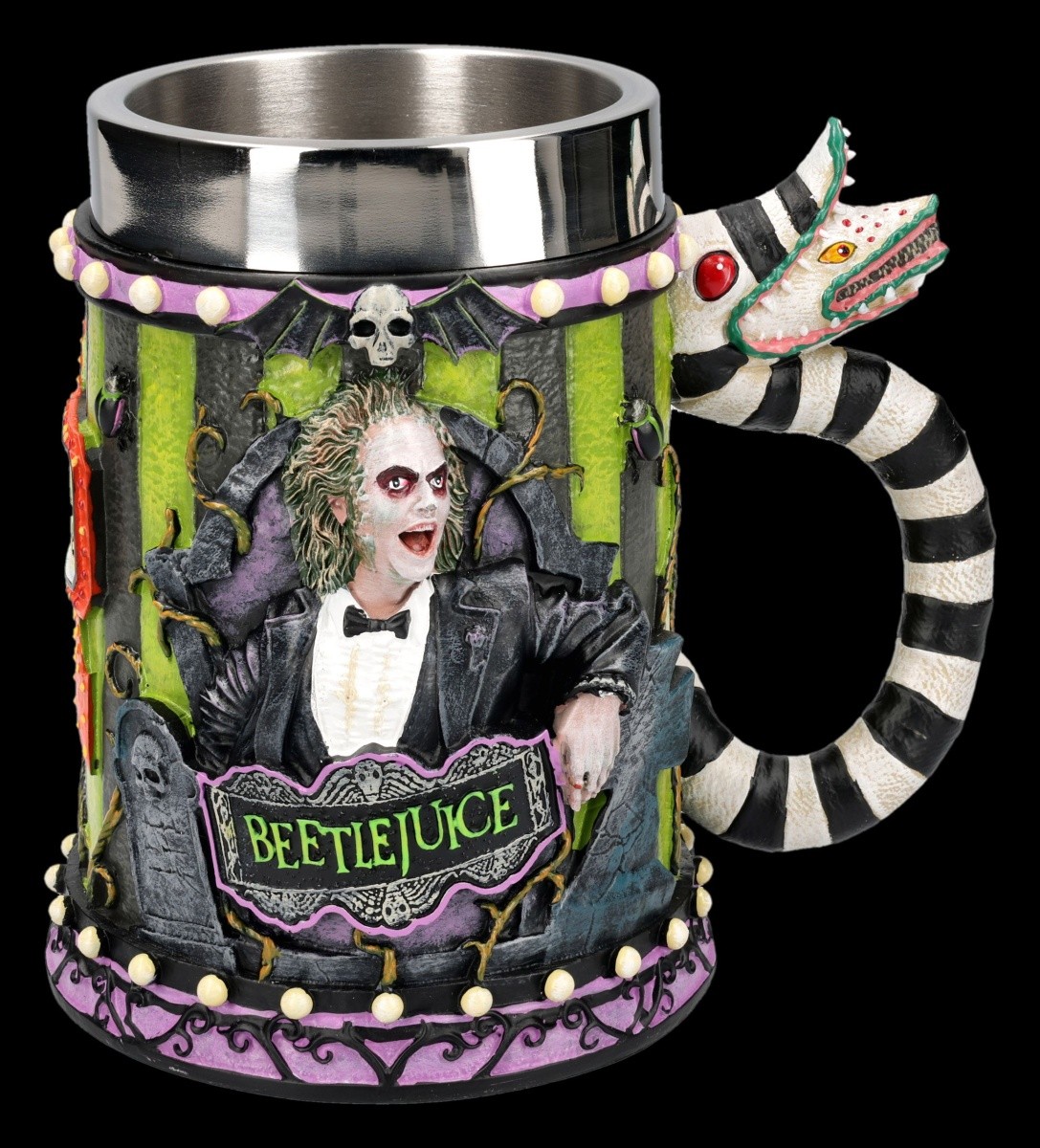 Nemesis Now Beetlejuice Gothic Beer Stein Mug, 600 ml, Hand Wash