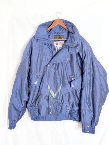 Vintage Descente Swiss Ski Team Jacket Mens XL Blue Hooded Insulated 80s 90s - product listing photo