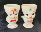 Vintage Chickadee Ceramic Egg Cups Japan