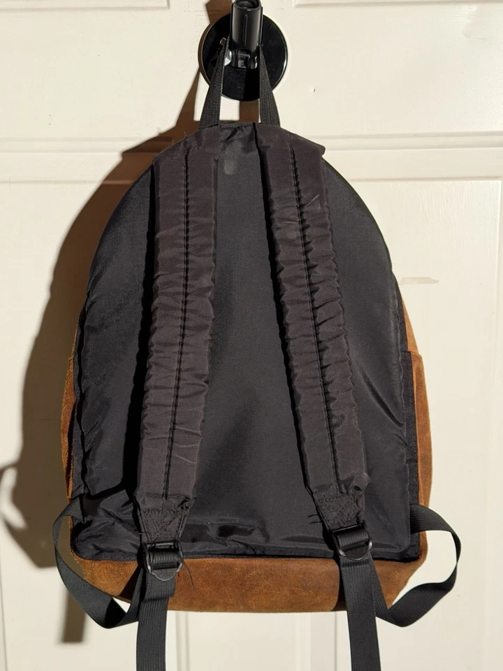 复古 Jansport 冒险背包麂皮绒皮革 15 英寸棕色 90 年代 Academia 旅行 — 第 4/4 张图片