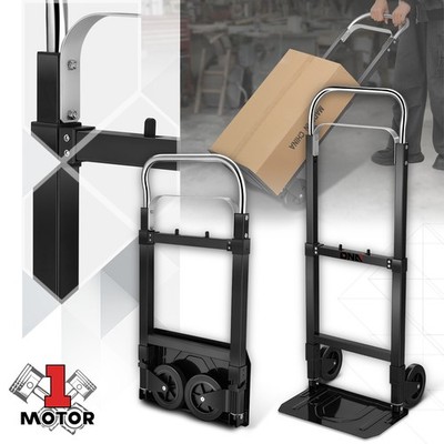 31.3-43.3 in Adjustable 200lbs Black Foldable Hand Truck Trolley w/ 2 Wheels