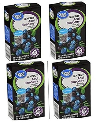 Great Value Sugar Free Acai Blueberry Energy Drink Mix 3.52 Ounce Pack