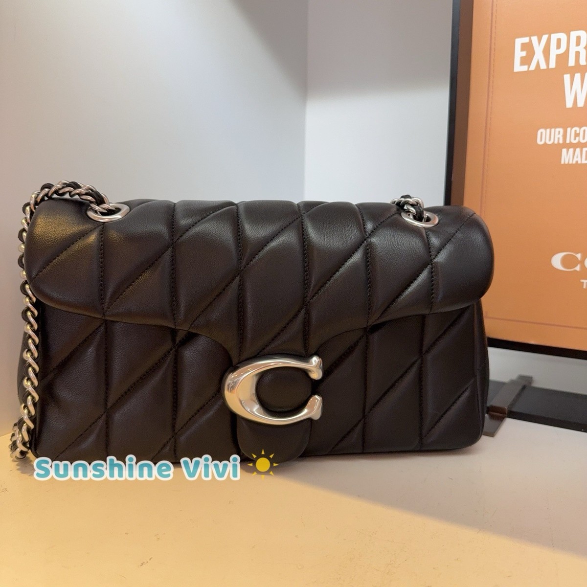 NWT COACH Tabby Shoulder Bag 26 Quilted CP150 Silver / Black Nappa