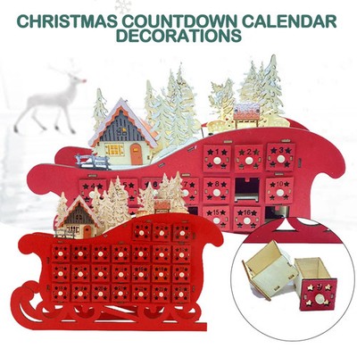 Roter Schlitten Adventskalender Weihnachtsdekoration Desktop Handwerk