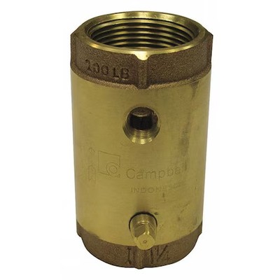 Campbell Cvb-4Tlf 1'' Fnpt Low Lead Brass Spring Check Valve W/Taps