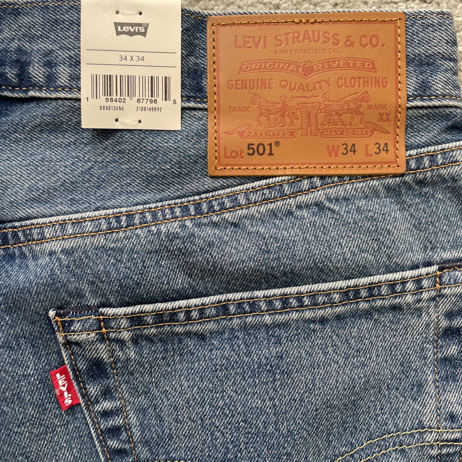 Levi's Premium 501 Original Selvedge Blue Distress Jeans Men's Size 34 X 34 Fly thumbnail 16
