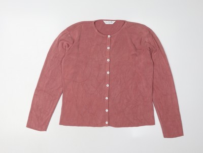 Marks and Spencer Damen Strickjacke Rosa 12 Seide