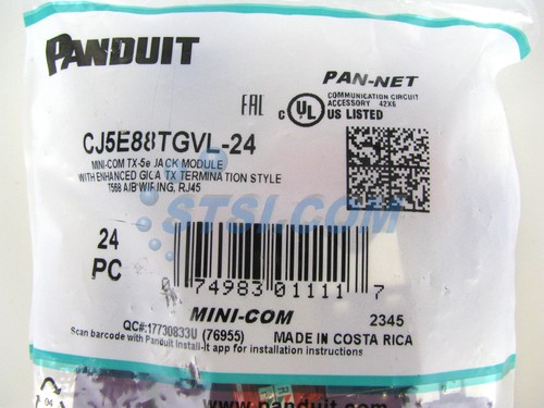 (24-PACK) Panduit CJ5E88TGVL-24 Cat5e Mini-Com Jack Module, Violet ~STSI - Picture 3 of 4