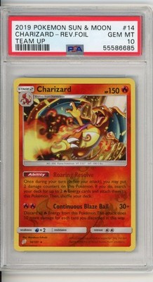 2019 Pokemon Sun & Moon Charizard Reverse Foil Team Up #14 PSA 10