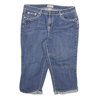 EARL JEAN Damen Jeansblau Freizeit Shorts XL W32 verzierte Taschen Bündchen