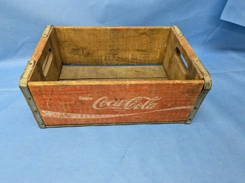 Vintage Enjoy Coca Cola Red Wooden Crate, Great Patina, Free Shipping.
