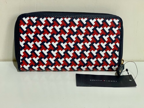 NEW! TOMMY HILFIGER BLUE RED WHITE SIGNATURE LOGO ZIP AROUND CLUTCH WALLET $68 - Picture 3 of 5