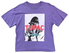 Tupac Shakur 2Pac Head In Hands Rap Icon T-shirt Size Small Purple