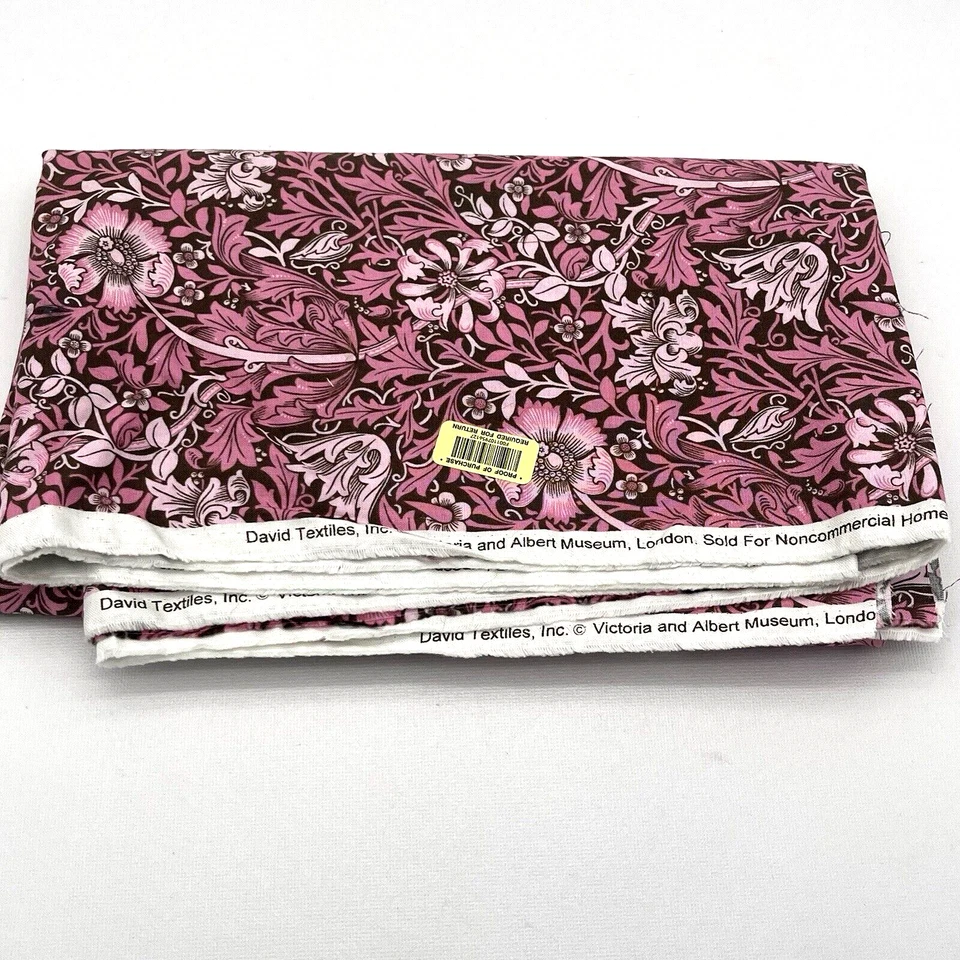 David Textiles Cotton Floral Fabric Pink Victoria Albert Museum London 2.5yds - Image 2 of 4