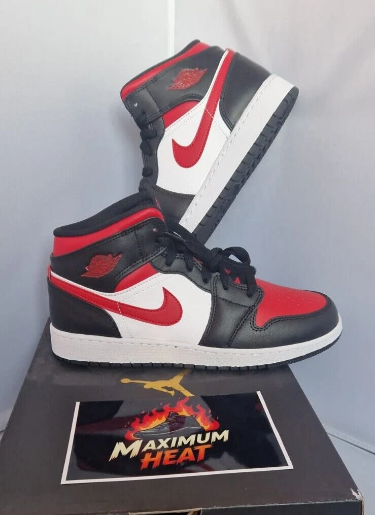 Nike Air Jordan 1 Mid GS Fire Red Toe Gym bianche nere UK 5 5 US 6Y EU 38 5