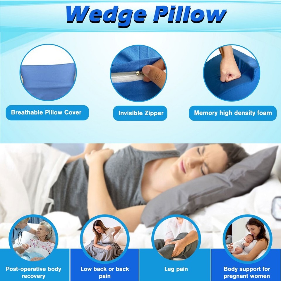 Triangle Wedge Pillow Cushion for Sleeping Post Surgery Bedsores ...