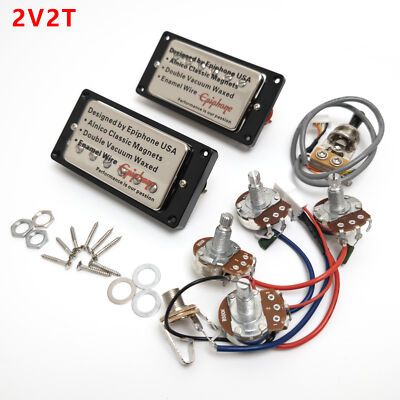 Humbucker Pickup Bridge Neck Pickup Set 2V2T Wiring Harness 2C for Gibson Guitar