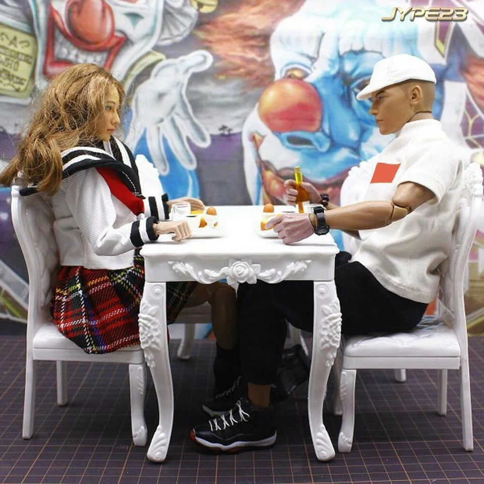 1:6 Maßstab Puppenhaus Miniatur Stuhl Tisch Modell für 12'' Action Figur Szene - Bild 3 von 4