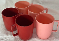 Gothamware 5 Piece Plastic Picnicware Coral and Pink Handled Cups Made in USA