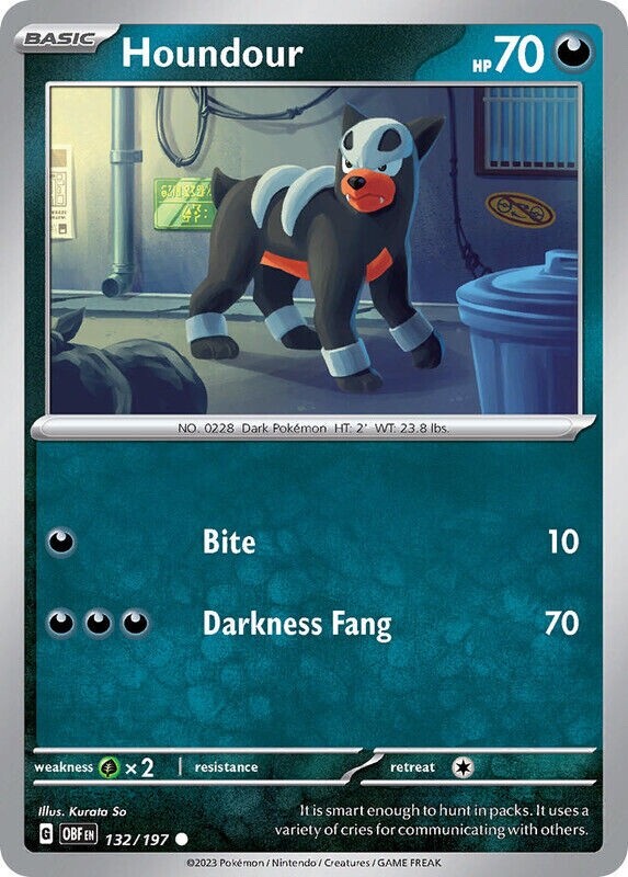 Houndour - 132/197 - Reverse Holo - Pokemon - Obsidian Flames