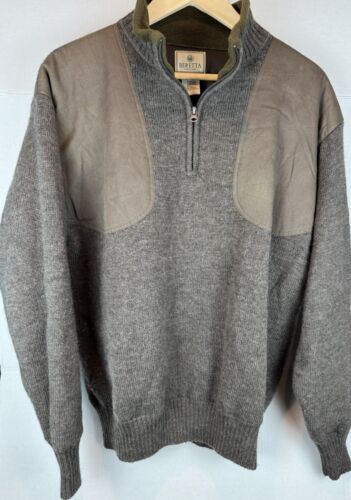 Beretta Men's M Wind Stop Lined Full Zip Wool Shooting Sweater Shoulder Pads